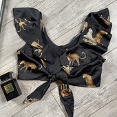 Розпродаж Тренд 2024 леопард які гарні котики на топі блузці завьязується спереду під грудями