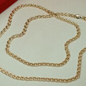 Великолепная цепочка 50 см, плетение Нонна (лав).Позолота 585 пробы 18К.