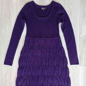 AB studio вязаное теплое ярусное платье цвет фиолетовый размер S