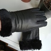 Теплющие кожаные стильные перчатки на меху . Большой размер!