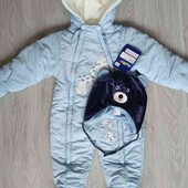 Just too cute брендовый комбинезончик с капюшоном + шапочка на рост 80/ 86/92 см