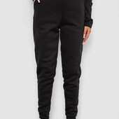 Спортивні штани жіночі на флісі, колір чорний