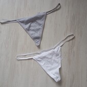 2 шт. Жіночі трусики стрінги бікіні в рубчик primark сірі