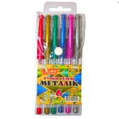Набір гелевих ручок "УМКА" 6 кол. Metallic з прогумованим грипом