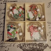 Нові прикраси на ялинку 12 шт дерево