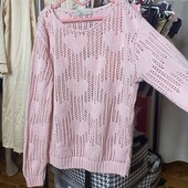 Милий рожевий светр з ажурними сердечками С/м
