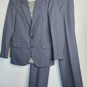 Классический деловой серо-голубой мужской костюм двойка dickbauer шерсть