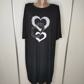 Чорна туніка - плаття з сердечками Shein 1XL Пог -66