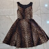 Платье леопардовое нарядное S-M-L, р.8-10-12