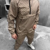 Костюм бежевий з принтом Гуччі (плащівка)