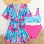 Підлітковий гарний купальник з накидкою на дівчинку 12 р. 146-152