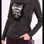 Лонгслів з совой. Р. 44 (XS/S)