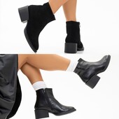 Ботинки натуральная замша, кожа черный, бежевый