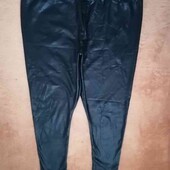 Лосины-стрейч под экокожу на флисе батал р 62-66