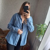 Шикарна, якісна, джинсова сорочка в смужку ❤️ Відмінний стан