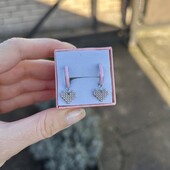 Срібні сережки з ювелірною емаллю та фіанітами 925