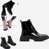 Ботинки натуральная замша, кожа черный, бежевый