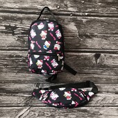 Дитячий рюкзак для дівчаток з котиками + сумка бананка у подарунок!