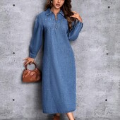 Шикарное стильное длинное джинсовое платье, р. 3xl, наш 56-62