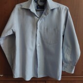 Блакитна рубашка в полоску на 6-7 років