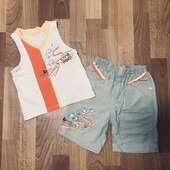 Летний хлопковый комплект майка шорты