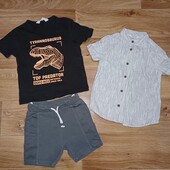 Набір речей на хлопчика. 18 - 24 місяці. 92см. Шорти, футболка, сорочка.