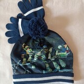 Шапка та перчатки для хлопчика черепашки ніндзя 54.(7-8 років) детская шапка 7833