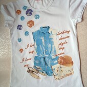 Стильна футболка для дівчинки р. 122/128 на 6-7 років (watch me) .