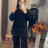 Женский теплый брючный костюм альпака оверсайз