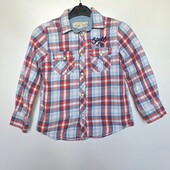 Брендовая рубашка мальчику в клетку длинный рукав H&M хлопок кнопки