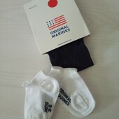 Колготки сетчатые 0-3 мес. + носочки 3-6 мес., original marines, италия.