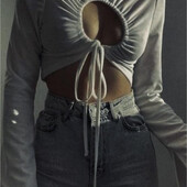 Мятний колір рукава кльош plt