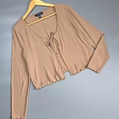 Кофтинка в рубчик на зав'язці кавова