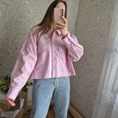 Стильова, укорочена сорочка в смужку, Оверсайс, батал ❤️