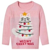 Рожевий зимовий новорічний светр пуловер для дівчинки Lupilu на зріст 110/116