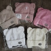 Теплі шапулі з вушками на флісі хлопчик/дівчинка 0-6 місяців та 6-12