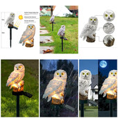 Садовий газонний світильник Сова на сонячній батареї водонепроникний 45 см