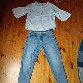 46р млм блакитні і блуза коттон у смужку