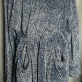 ❤️Брендовый темно серый меланж меховой весь очень тёплый длинный халат новый❤️Турция.Пог116см.