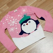 Новогодний Рождественский свитер для девочки рост 110-116