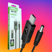 Кабель-преобразователь с 5v на 12V, 5.5*2.1 мм. Питание Wi-Fi роутера от аккумулятора.