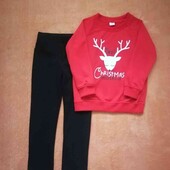 Комплект новогодний свитшот и лосины р 116-122 