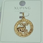 Великолепный кулон знак зодиака Овен. Позолота 585 пробы 18К.