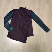 Кардиган із шкіряними рукавами