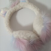 Райдужні хутряні навушники едінорожка