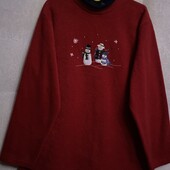 Яркая женская флисовая кофта, новогодний принт