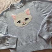 Блакітний светр з зображенням кошеня