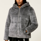 Шикарная теплая шуба с капюшоном "норка" , р. xl наши 46-52, серая