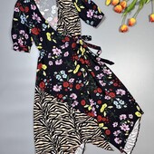 Сукня міді на запах леопардово-квіткова асиметричний низ