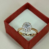 Шикарное кольцо с алпанитом и фианитами. Размер 18. Позолота 585 пробы 18К.